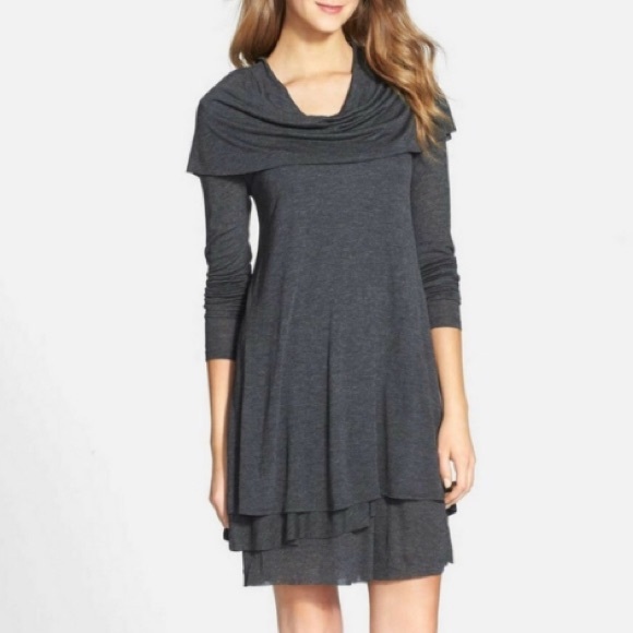 Kensie Dresses & Skirts - Kensie Dark Grey Drape Neck Dress